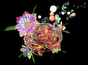 cerveau avec des fleurs